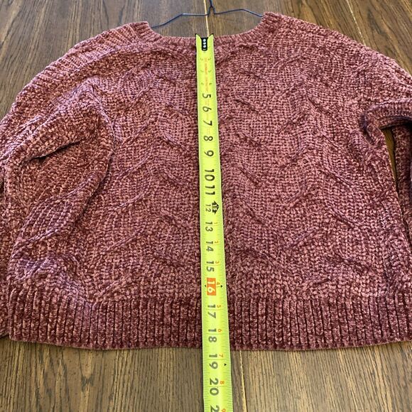 Pink Rose Sweater Women’s Size Medium Purple Pullover Loose  Knit Long Sleeve - Picture 9 of 9